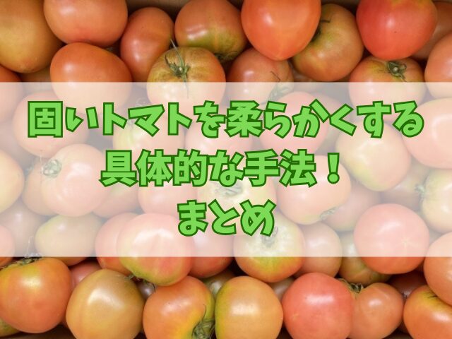 固いトマトを柔らかくするための具体的な手法！激うまレシピも！